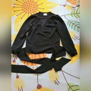 Sezane Wrap Elegant Black Women's Top. SIZE 40